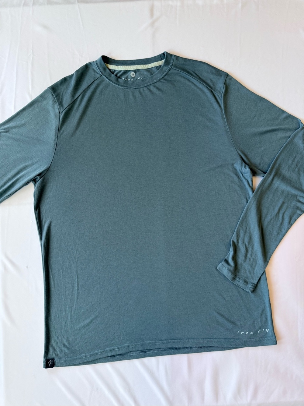 Free Fly Men M Bamboo Lightweight Long Sleeve Shirt Slate Blue Green Athletic To